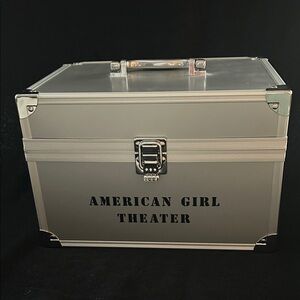 NWOT American Girl Theater Silver Metal Trunk  Storage Case Retired 2005